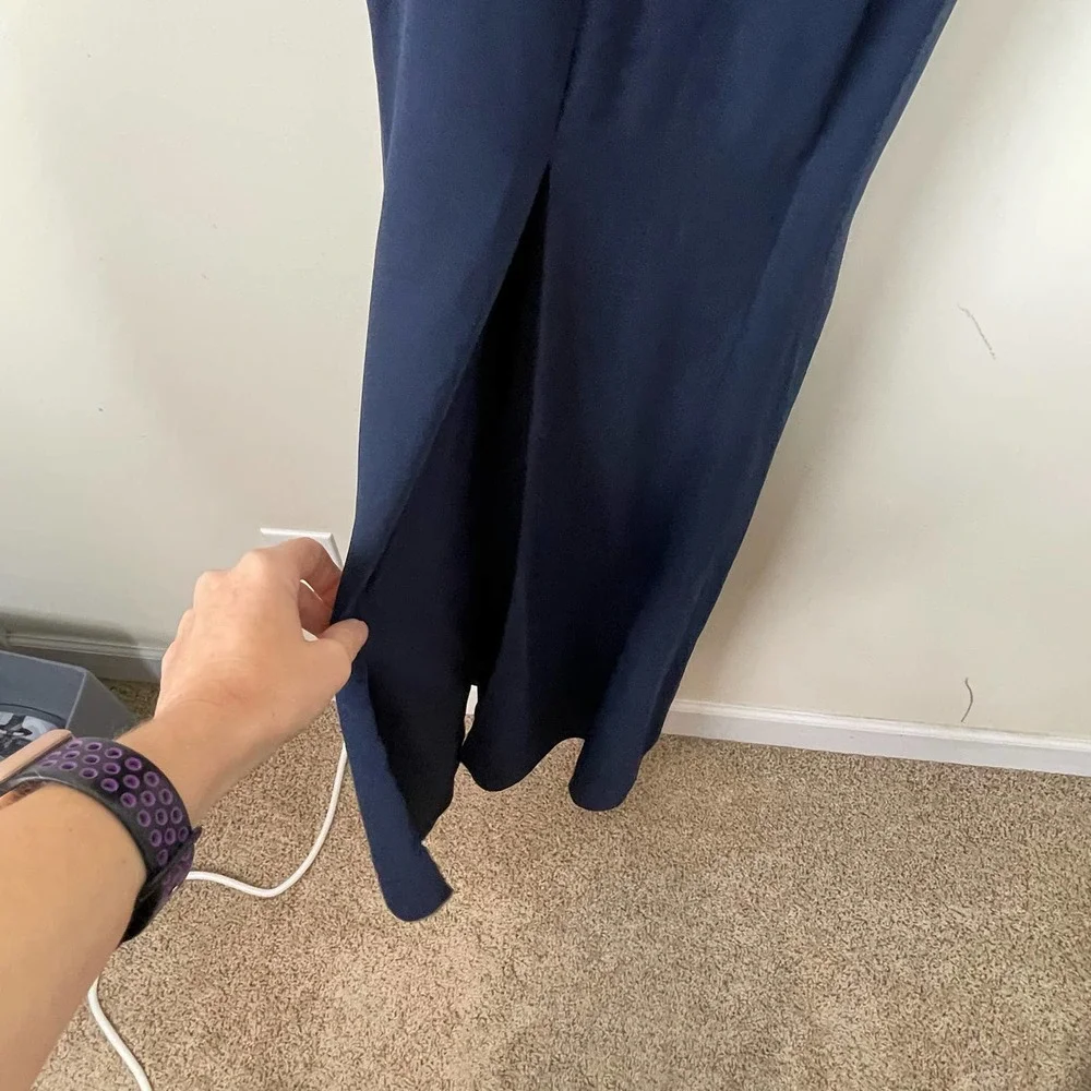 Dessy Collection Vivian Diamond Blue Midnight Bow-Back Trumpet Gown NWT Size 2 R - Picture 5 of 9